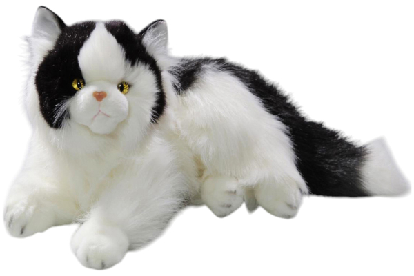 Cat, Persian lying black-white | soft toy | stuffed animal | plush toy