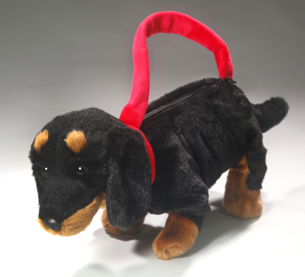 Dachshund stehend black as purse or hand bag Carl Dick Soft Toy – Plush Toy – Stuffed Animal