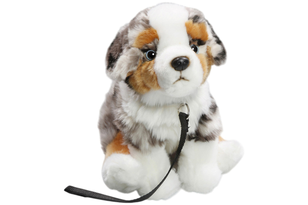 Australian Shepherd Dog sitting with Lead Carl Dick Soft Toy – Plush Toy – Stuffed Animal